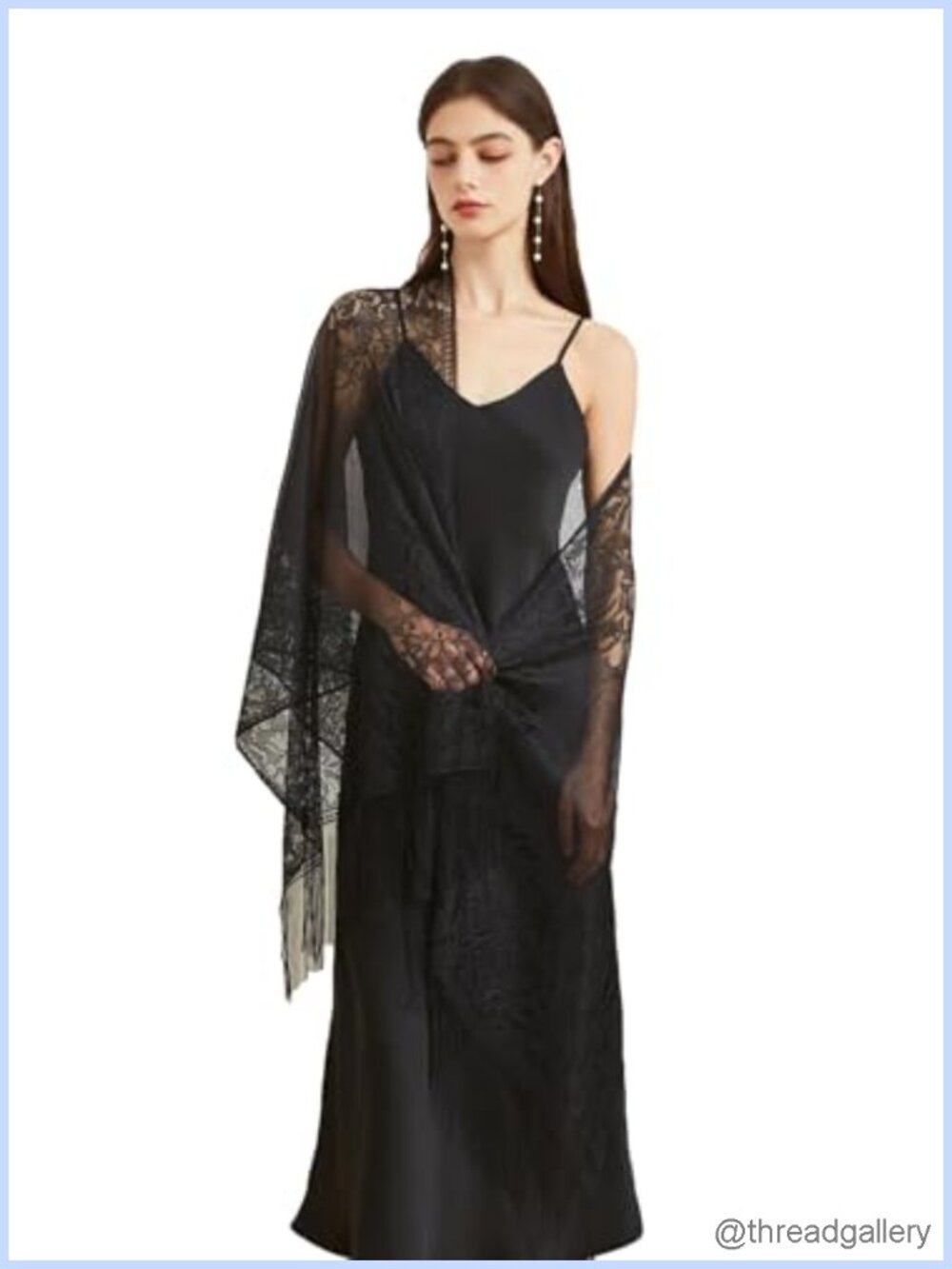 Lace Shawl and Wrap with Fringe for Evening Wedding Formal Party